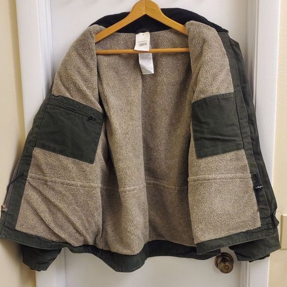 😍New with tags Rare vintage green carhartt fleece lined canvas jacket size XL - Picture 2 of 7